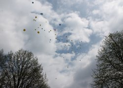 В небо, мов мрії випускників, злетіли повітряні кульки, символізуючи собою швидкоплинність кожного моменту та надії на високі злети у майбутньому